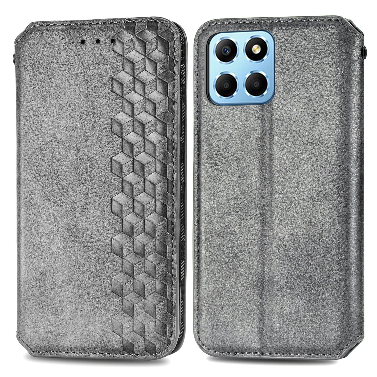 Anti-fall Phone Case For Honor X8 5G Flip Leather Wallet Cover Stand Imprinting Rhombus Magnetic Phone Case Anti-fall Phone Case For Honor X8 5G Flip Leather Wallet Cover Stand Imprinting Rhombus Magnetic Phone Case